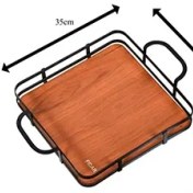 تصویر سینی مربع تسمه‌ای کف چوبی 