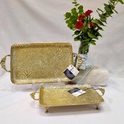 تصویر سینی برنجی برنزی مستطیل سایز۲ Indian brass tray