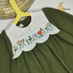 تصویر پیراهن دخترانه لینن پاییزی گلدوزی 