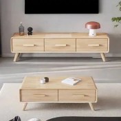 تصویر ست میز تلویزیون و میز جلو مبلی چوبی مدل لوویس 