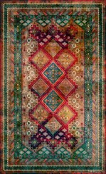 تصویر فرش ماشینی طرح گلیم طرح تاج دخت کد HAG.305.01 