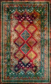 تصویر فرش ماشینی طرح گلیم طرح تاج دخت کد HAG.305.01 