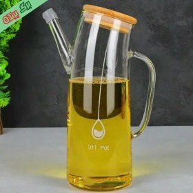 تصویر روغن ریز یونیک درب بامبو مدل JA-1001 گنجایش 1 لیتر glass oil unique