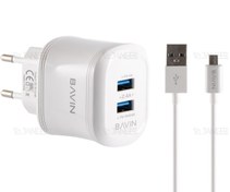 تصویر شارژر باوین مدل PC390Y همراه با کابل لایتنینگ Bavin PC390Y USB Charger With Lightning Cable