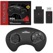 تصویر دسته بازی سازگار با سیستم عامل BIT6 2.4 گیگاهرتز Sega Genesis Wireless Arcade Controller Pad برای Sega Genesis Original/Mini ، Switch ، PC ، Mac - Black - ارسال 30 روز کاری 