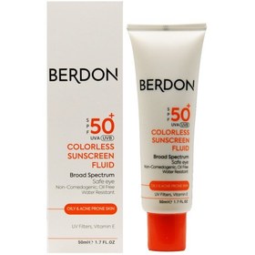 تصویر کرم ضد آفتاب بی رنگ پوست چرب و آکنه ای بردون Colorless Sunscreen Fluid For Oily And Acne Prone Skin berdon