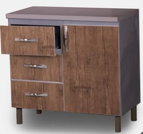 تصویر کابینت کشو دار آماده ۸۰سانتی هایگلاس - کرم Ready-made 80cm high-gloss drawer cabinet