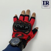 تصویر دستکش موتور سواری هوندا نیمه مشکی قرمز 