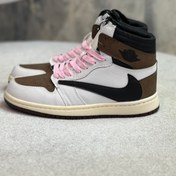 تصویر کتونی air jordan1 قهوه ای سفید air jordan1 travis