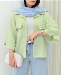 تصویر شومیز دخترانه تک السا رنگ آبی و سبز 