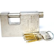 تصویر قفل کتابی فولادی منیر |MONIR هجده (18) ساچمه ضدبرش با کلید غیرقابل کپی 