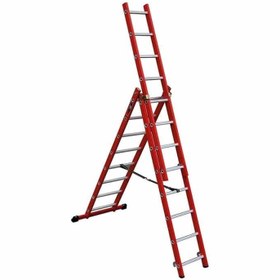 تصویر نردبان سه تیکه کشویی 9 متری 