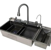 تصویر سینک ظرفشویی پیانویی ۵ کلید هوشمند Huadiao سایز ۱۰۰ سانت استیل 