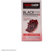 تصویر کاندوم انار سیاه 12عددی سوئیس کر ا Swisscare Black Pomegranate 12Numbers Swisscare Black Pomegranate 12Numbers