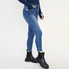 تصویر شلوار جین جذب آبی یخی قد85و90و95و100 