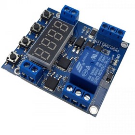 تصویر ماژول تایمر دیجیتال XY-J05 ولتاژ ۱۲ ولت با تریگر و نمایشگر سون سگمنت 