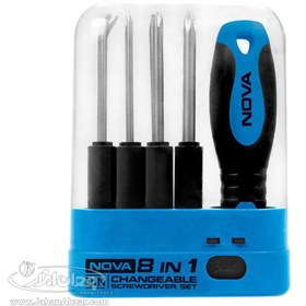 تصویر ست پیچ گوشتی قابل تعویض 8 عددی نووا مدل NTS 1340 NOVA NTS 1340 CHANGEABLE SCREWDRIVER SET