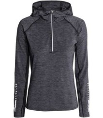 تصویر سویشرت کلاه‌دار زنانه خاکستری تیره ملانژ H&M 