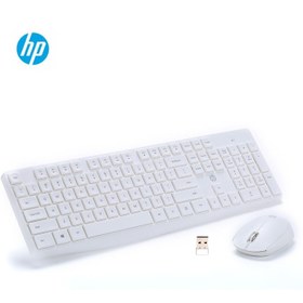 تصویر کیبورد و موس بی سیم HP مدل CS10 WHITE COMBO 