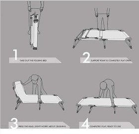 تصویر تخت خواب تاشو قابل حمل | Sun Lounger, Sunbed, Reclining Sun Chair, with Headrest, Adjustable Backrest,Outdoor Foldable Sunshade Recliner Chai 