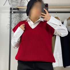 تصویر وست بافت قواره دار یقه هفت عمده (پک 4 عددی) 