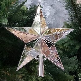 تصویر ستاره سر درختی نقره ای 