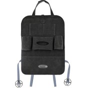 تصویر کیف پشت صندلی خودرو مخمل پشت چرم طوسی | برند بابل کارپت 