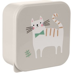 تصویر ظرف غذا 4 عددی کیکابو مدل Kitty cat 