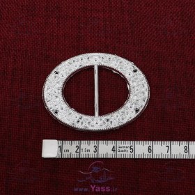 تصویر سگک نقره ای 3 سانت بیضی طرح توپی 