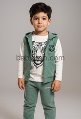 تصویر ست لباس پسرانه شیک سه‌تکه طرح ببر مناسب سن ۲ تا ۷ سال 