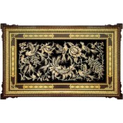 تصویر قاب قلمزنی نقش گل و مرغ ابعاد 80×50 سانتیمتر 