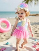 تصویر مایو نوزادی پری دریایی هولوگرامی با کلاه سایز ۶ تا ۳۶ ماه ضد حساسیت 