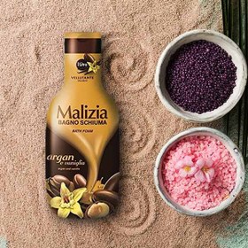 تصویر شامپو بدن روغن آرگان حاوی عصاره وانیل مالیزیا مدل Malizia Bath foam Argan & Vanilla Malizia Bath foam Argan & Vanilla 1000ml