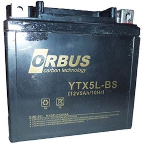 تصویر باتری باطری Ytx5L Bs 12V 5A موتور سیکلت 114 X 70 106 Mm 18Kg ORBUS 