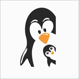 تصویر استیکر طرح پنگوئن با بچه مناسب درب یخچال و فریزر - 90*55 سانتی متر 