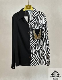 تصویر شومیز کرپ حریر طرح ببری 