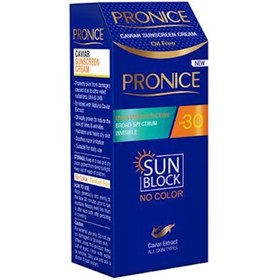 تصویر کرم ضد آفتاب بی رنگ خاویار SPF30 حجم 50 میل پرونایس Pronice Caviar Sunscreen Cream 50ml