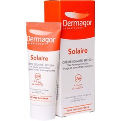 تصویر کرم ضد افتاب بی رنگ درماگور مناسب انواع پوست Creme Solaire SPF50+ Dermagor