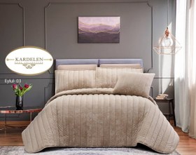 تصویر سرویس روتختی عروس لامیسون کاردلن مدل Eylul رنگ قهوه ای دو نفره (کینگ) 7 تکه 