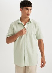 تصویر پیراهن تنگستنی کتان 100% با یقه پولو و آستین کوتاه سفید D1057AX24 | Defacto | 844001760 | اورجینال 