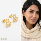 تصویر گوشواره نقره آب طلا طرح انار | کالکشن شب یلدا 