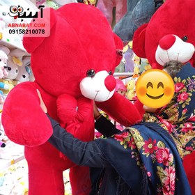 تصویر عروسک خرس قرمز کف پا لاو 140 سانت کد 1253 3 meter watercolor bear doll