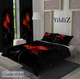 تصویر روتختی مخمل گلدار قرمز کد 034 - یک‌ونیم نفره bedspread