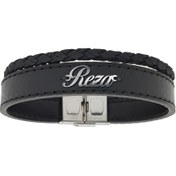 تصویر دستبند نقره و چرم اسم رضا مدل Givi1725 