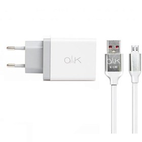 تصویر شارژر دیواری OAK مدل CH 2001 به همراه کابل شارژ microUSB 