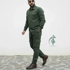 تصویر ست پیراهن و شلوار کتان مردانه یاشیل – سبز 