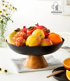 تصویر میوه خوری فلزی با پایه چوبی 