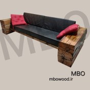 تصویر مبلمان ترکیب چرم و چوب - تک نفره : Leather and wood combination furniture