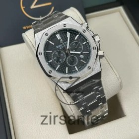 تصویر ساعت مچی مردانه اودمار پیگه کرنوگراف استیل صفحه مشکی Audemars Piguet Royal OAK 