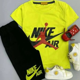 تصویر ست پسرانه تیشرت و شلوارک نایک ارسال رایگان - سبز،مشکی / سایز ۵۵ Nike